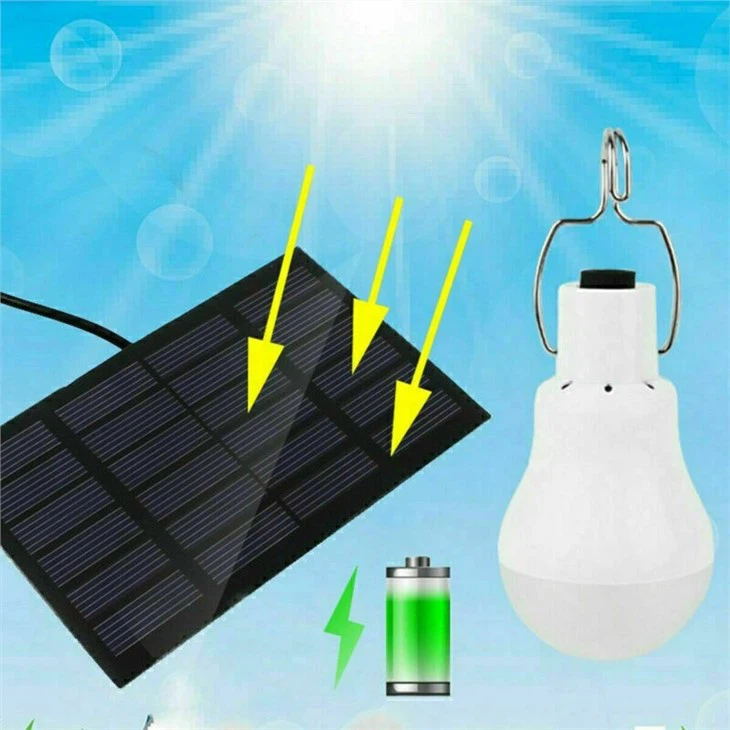 solar charging light bulb detail
