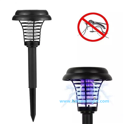 Lampa za ubijanje komaraca na solarni pogon Bug Zapper LED lampa za travnjak od insekata okrugla plastika za unutarnji vanjski vrt